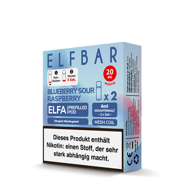 Elf Bar Elfa Pod 20mg - Blueberry Sour Raspberry (2 Stück Pro Packung)