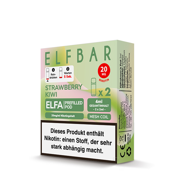 Elf Bar Elfa Pod 20mg - Strawberry Kiwi (2 Stück Pro Packung)