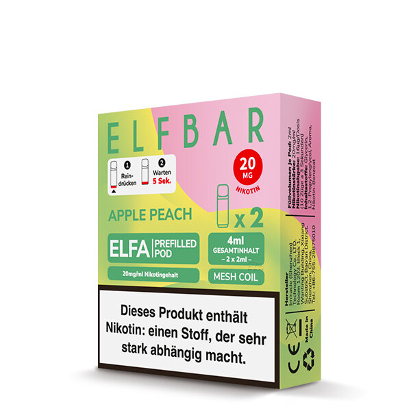 Elf Bar Elfa Pod 20mg - Apple Peach (2 Stück Pro Packung)