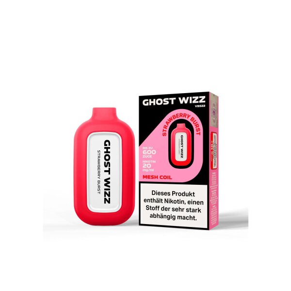 Vapes Bars® Ghost Wizz - Strawberry Raspberry Ice (Strawberry Burst) 20mg/ml