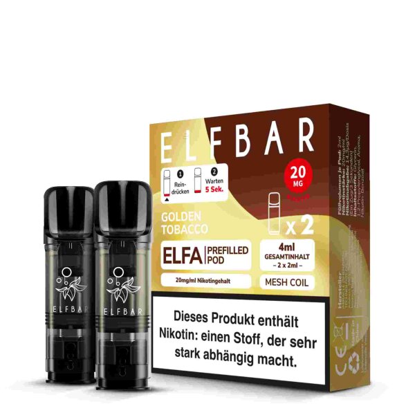Elf Bar Elfa Pod 20mg - Golden Tobacco (2 Stück Pro Packung)