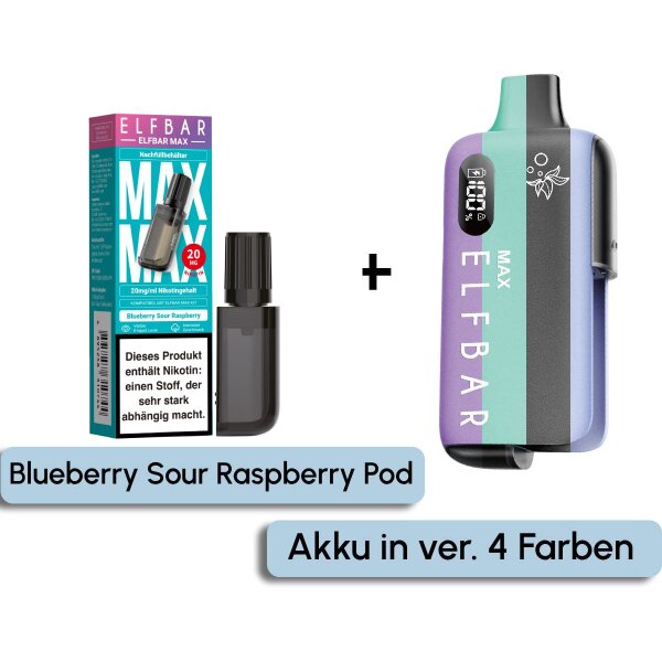 Elfbar Max Pod Blueberry Sour Raspberry 10ml + Akku