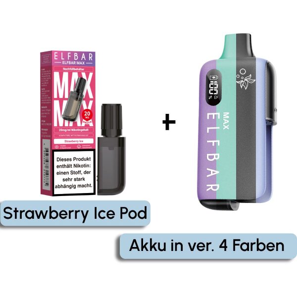Elfbar Max Pod Strawberry Ice 10ml + Akku
