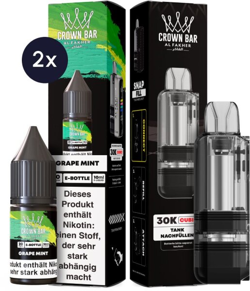 Cubic 30K Ersatzpod + 2x Snap Liquid - Grape Mint 20mg