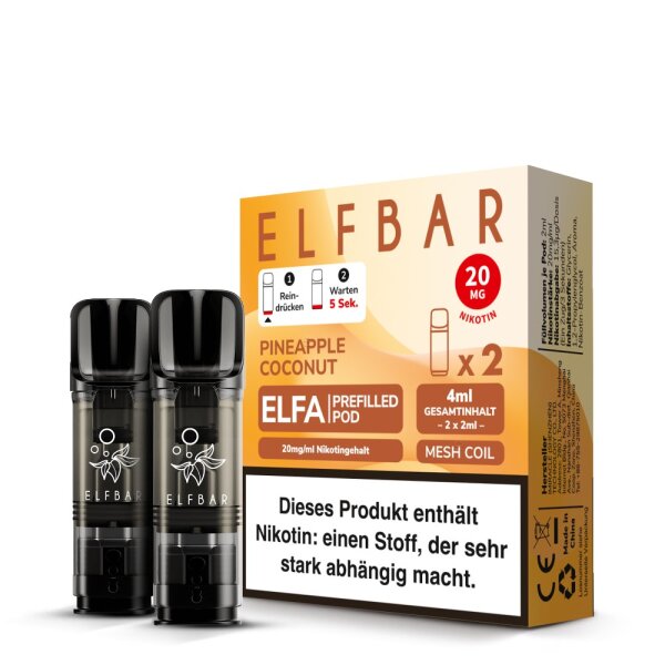 Elf Bar Elfa Pod 20mg - Pineapple Coconut (2 Stück Pro Packung)