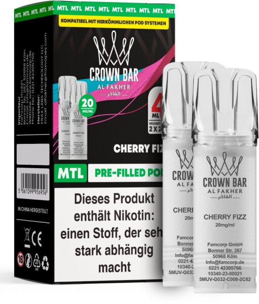 Al Fakher 600 Pod - Cherry Fizz 20mg (Mund zu Lunge)