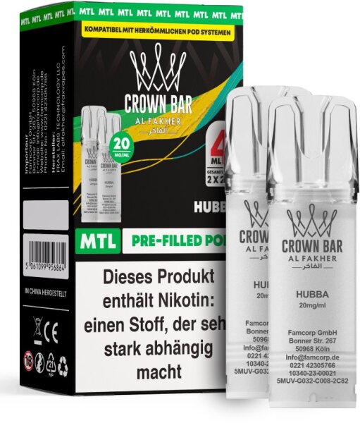 Al Fakher 600 Pod - Hubba 20mg (Mund zu Lunge)